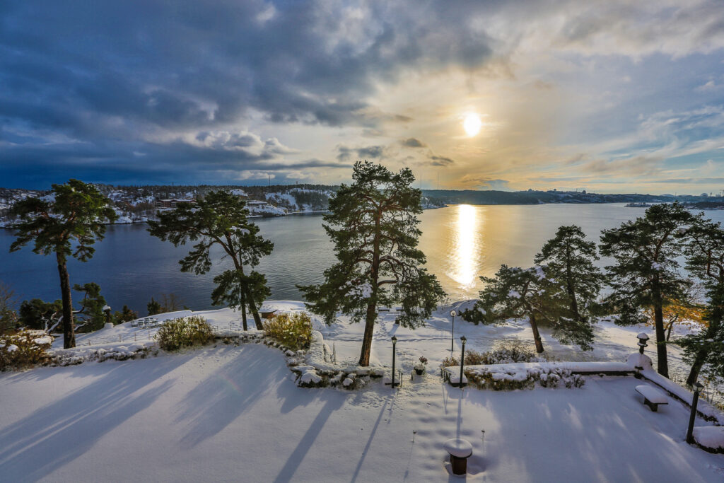 Vinter på Högberga Gård på Lidingö